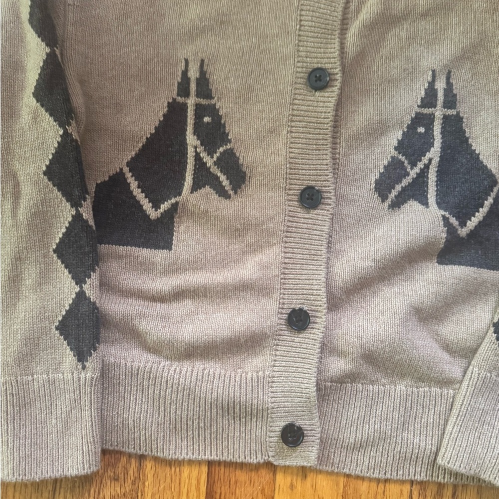 Rails XS Camel and Dark Brown Horse-Pattern Button Cardigan - Picture 5 of 9